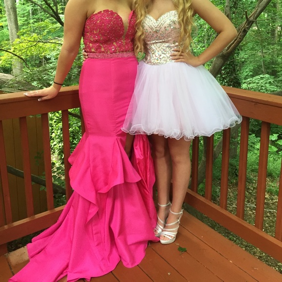 Sherri Hill🌺 Hot Pink Prom Dress💖 - Picture 7 of 14